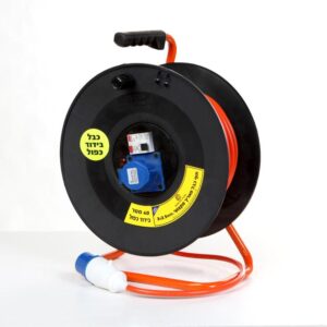 תוף כבל מאריך + בידוד כפול + שקע סקון 3X16 + תקע סקון 3X16 + פחת